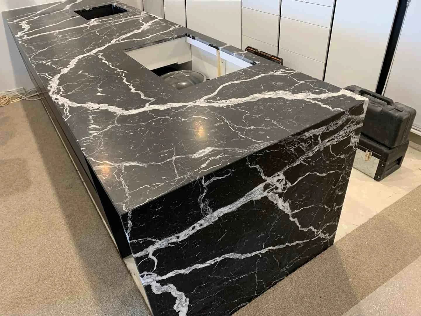 Black and White Granite with Waterfall Legs